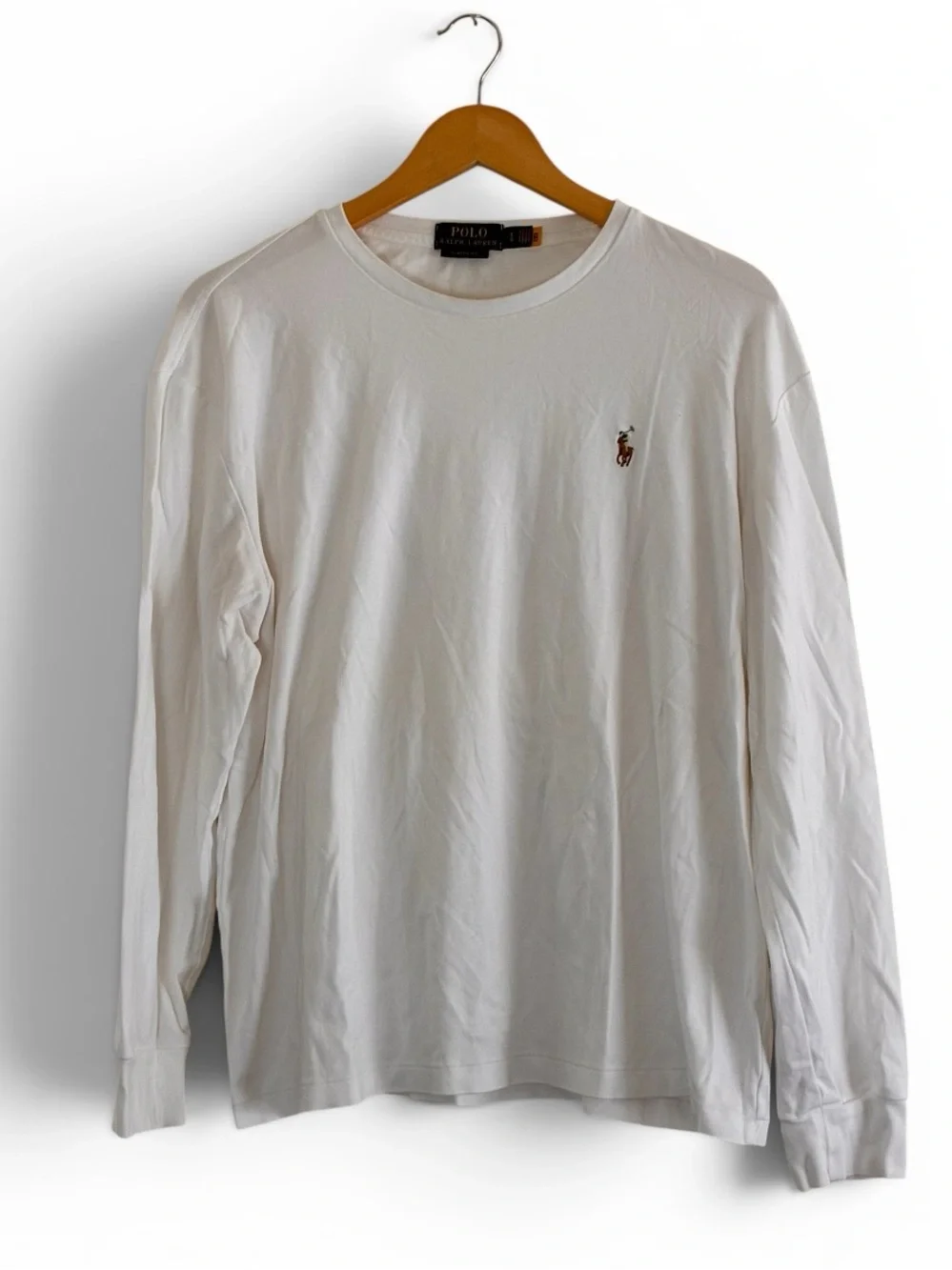 Polo Ralph Lauren | like new white cotton crew neck long sleeve emblem t-shirt
